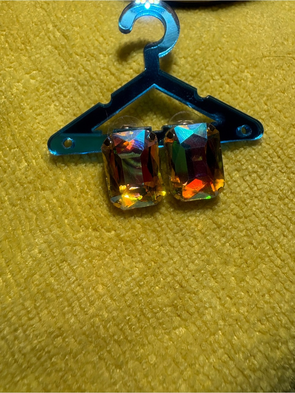 Multicolor Rectangular Crystal Stud Earrings - Fashion Accessory